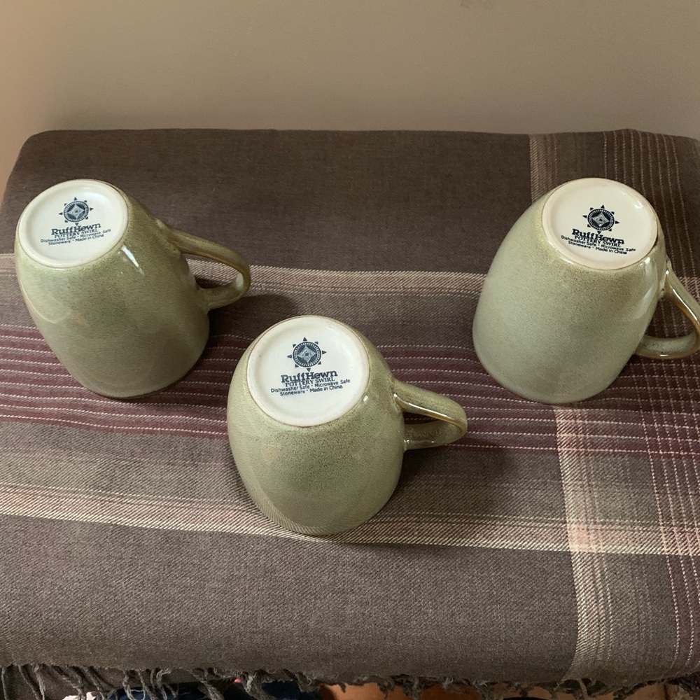 Ruff Hewn Pottery Swirl Celadon Stoneware Mug w/ Brown Highlights & Speckles